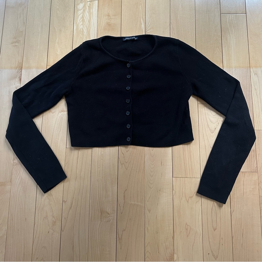 Brandy Melville Black Cropped Button-Up Cardigan